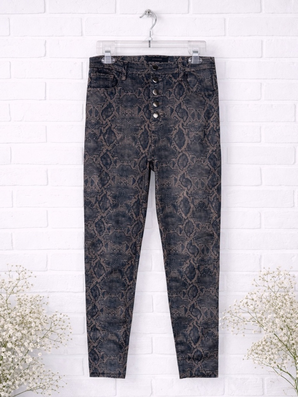 J Brand Lille Coated Super High Rise Boa Printed Skinny Jeans Size 31